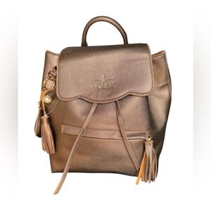 Hollis Drawstring Backpack Mocha Tassel Women Bag Boho Chic Purse 13x11